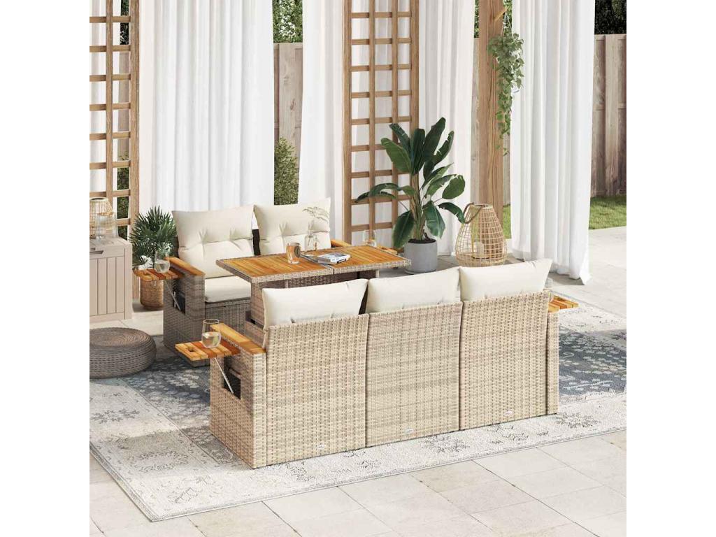 Beige Woven Resin Wicker Outdoor Furniture Set - dlz1766580561247
