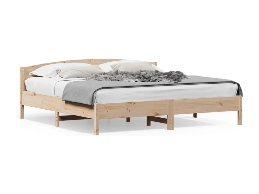Natural Pine Wood Bed Frame, 180 x 200 cm
