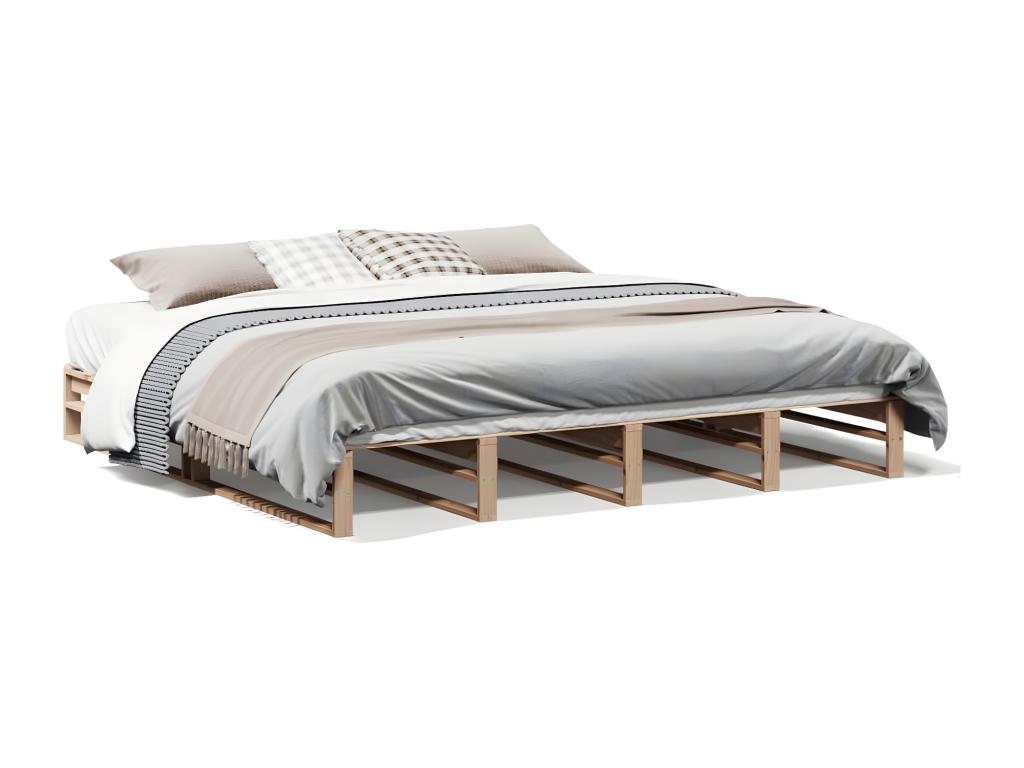Brown Pine Wood Bed Frame, 200 x 200 cm - dlz1766580933461