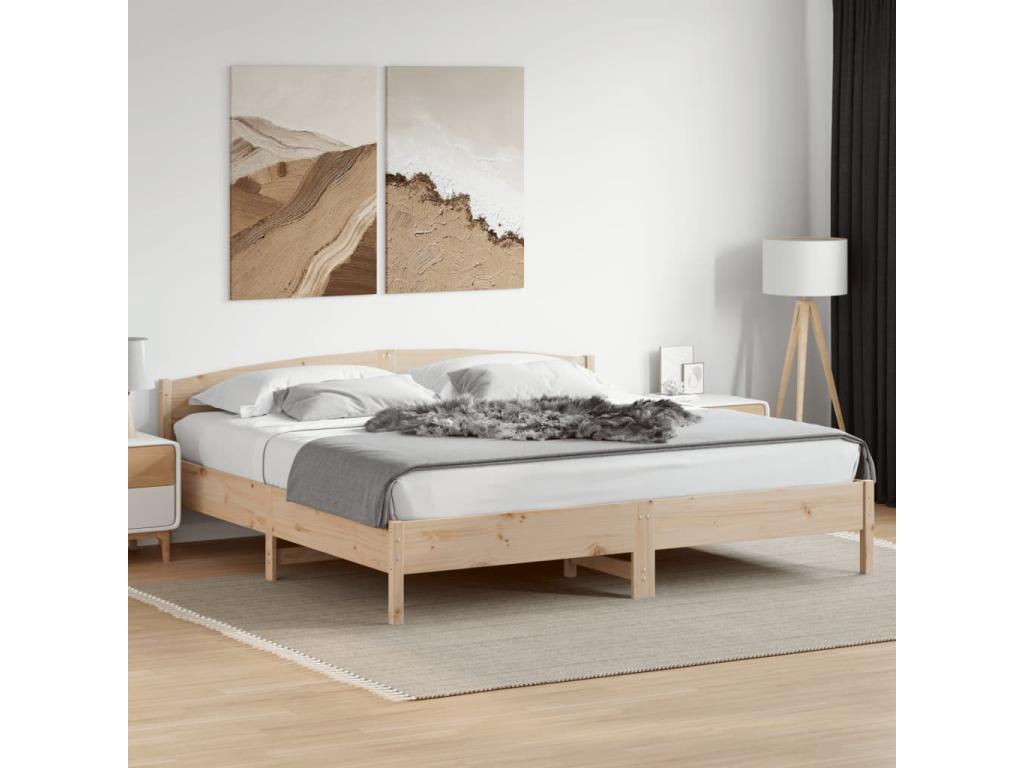 Natural Pine Wood Bed Frame, 180 x 200 cm