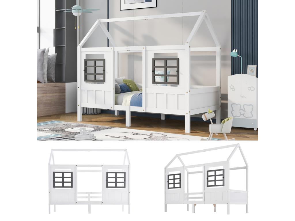 White Pine Wood Bed, 90 x 200 cm