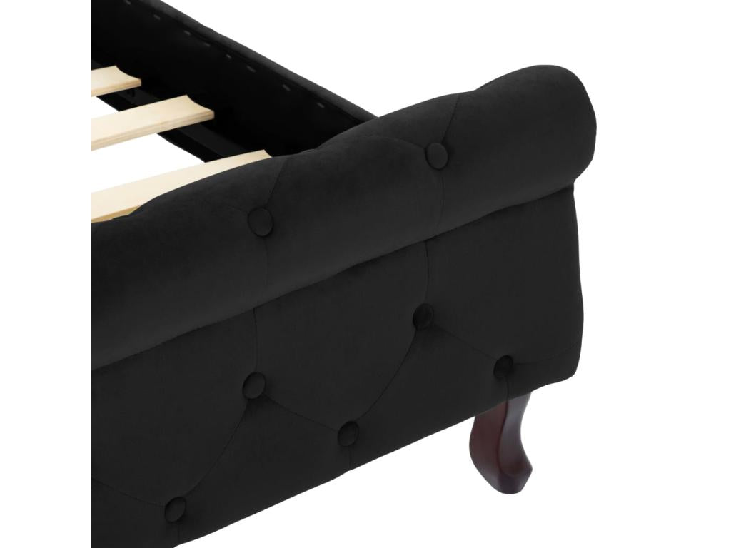 Black Velvet Bed Frame, 200 x 200 cm