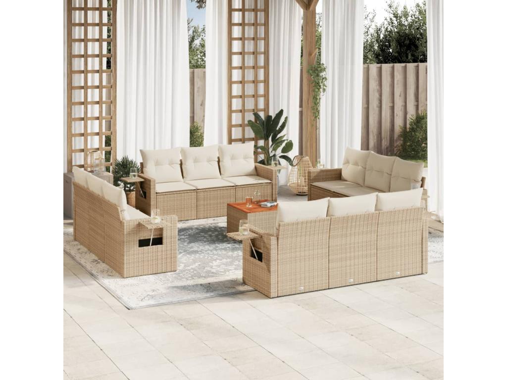 Beige Woven Resin Wicker Outdoor Furniture Set - dlz1766580921036