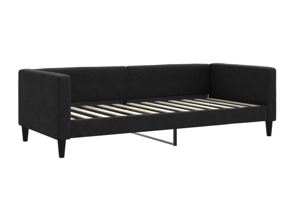 Black Fabric Bed, 90 x 200 cm