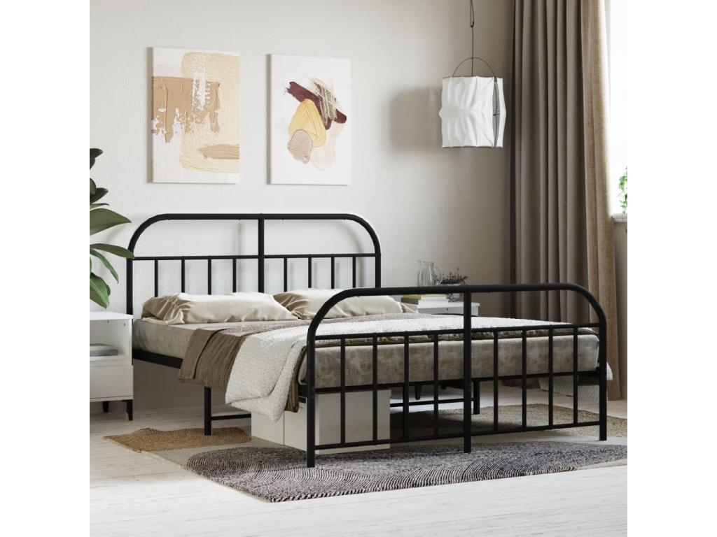 Black Metal Bed Frame, 140 x 190 cm