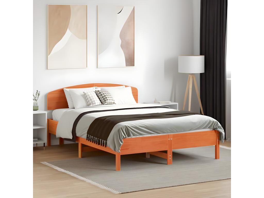 Brown Solid Wood Bed