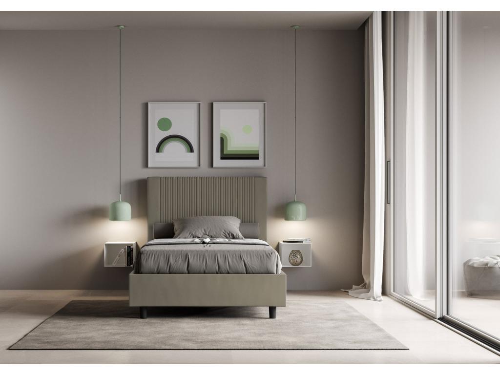 Brown Faux Leather Bed, 140 x 200 cm