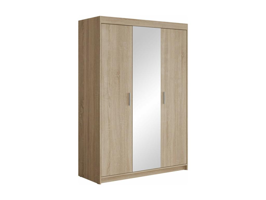 Brown Oak Wood Wardrobe, 191 x 133 x 53 cm